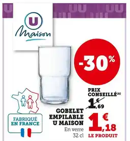 Super U U Maison Gobelet empilable offre