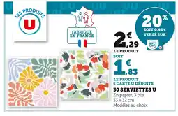 Super U U 30 SERVIETTES offre