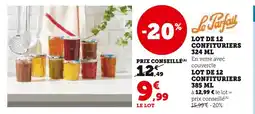 Super U LE PARFAIT Lot de 12 confituriers 324 ml offre