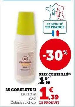 Super U U 25 gobelets offre