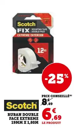 Super U SCOTCH Ruban double face extreme 19mm x 1,80m offre