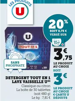U Express U Détergent tout en 1 lave vaisselle(B) offre