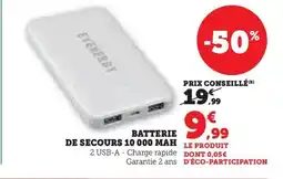 Super U BATTERIE DE SECOURS 10 000 MAH offre