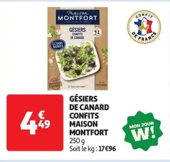 Auchan Supermarché MAISON MONTFORT Gésiers de canard confits offre
