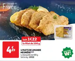 Auchan Supermarché 4 filets de limande meunière offre