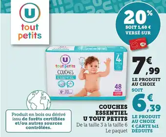 Bi1 Couches essentiel u tout petits offre