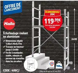 Screwfix HAILO Ăchafaudage roulant en aluminium offre