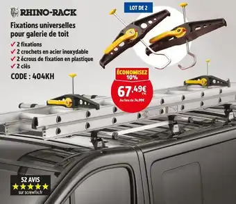 Screwfix RHINO-RACK Fixations universelles pour galerie de toit offre