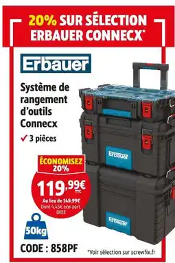 Screwfix ERBAUER Système de rangement d'outils Connexx offre