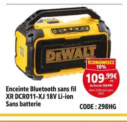 Screwfix DEWALT Enceinte Bluetooth sans fil XR DCR011-XJ 18V Li-ion offre