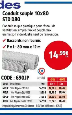 Screwfix ALDES Conduit souple 10x80 std d80 offre