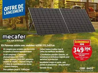 Screwfix MECAFER Kit Panneau solaire avec onduleur 420W 113,3x87cm offre