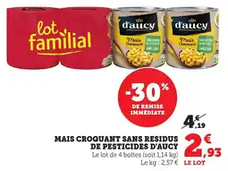 Bi1 Mais croquant sans residus de pesticides d'aucy offre
