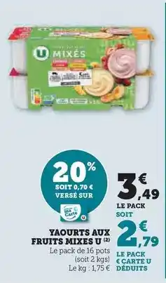 U Express U - yaourts aux fruits mixes offre