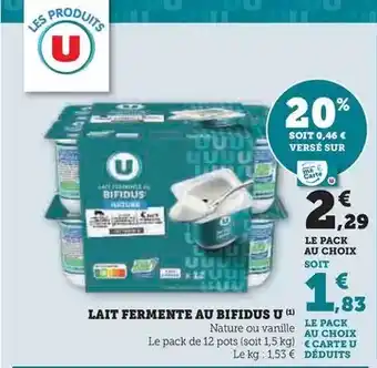 U Express U - lait fermente au bifidus offre