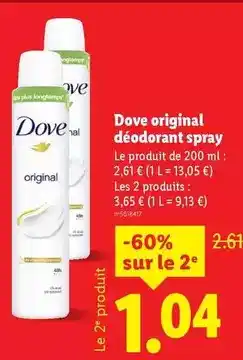 Lidl Dove - original déodorant spray offre