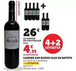 Hyper U Cahors - aop rouge clos de batuts offre