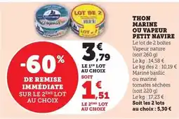 Hyper U Petit navire - thon marine ou vapeur offre