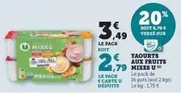 Hyper U U - yaourts aux fruits mixes offre