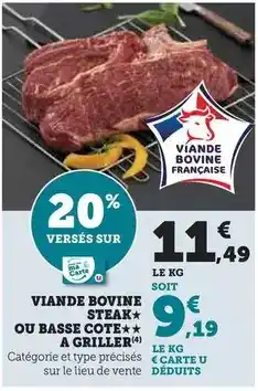 Hyper U Viande bovine steak offre