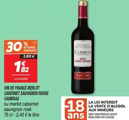 Netto Vin de france merlot cabernet sauvignon rouge cambras offre