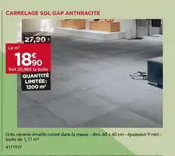 Gedimat Carrelage sol gap anthracite offre