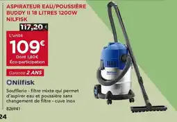 Gedimat NILFISK Aspirateur eau/poussière buddy ii 18 litres 1200w offre