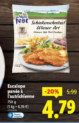 Lidl Escalope panée à l'autrichienne offre