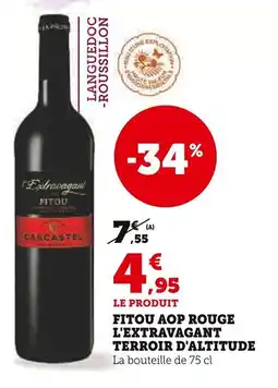 Super U Fitou aop rouge l'extravagant terroir d'altitude offre