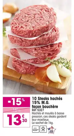 Croque Gel 10 Steaks hachés 15% M.G façon bouchère offre