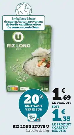 Super U Riz long etuve u offre