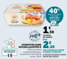Super U Compotes sans sucres ajoutes u offre