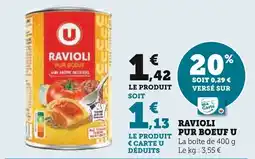 Super U Ravioli pur boeuf u offre