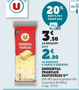 Super U Emmental français pasteurise u offre