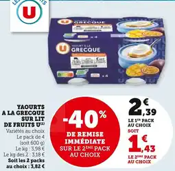 Super U Yaourts a la grecque sur lit de fruits u offre