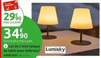 Mr Bricolage Lumisky lot de 2 mini lampes de table pour intérieur/extérieur offre