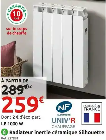 Radiateur inertie céramique silhouette univ’r chauffage
