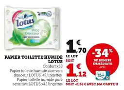 Super U Papier toilette humide lotus offre