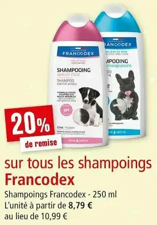 Maxi Zoo Francodex bon plan sur tous les shampoings francodex offre