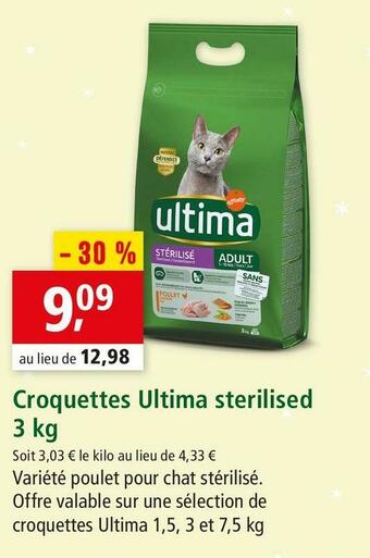 Maxi Zoo Ultima croquettes sterilised 3 kg offre