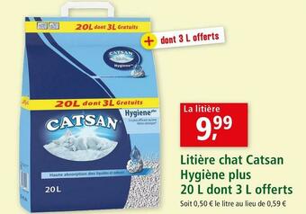 Maxi Zoo Catsan litière chat hygiène plus 20 l dont 3 l offerts offre
