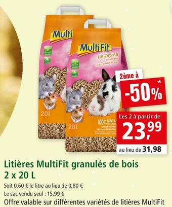Maxi Zoo Multifit litières granulés de bois offre