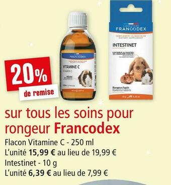 Maxi Zoo Francodex bon plan sur tous les soins pour rongeur francodex offre