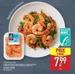 ALDI GOLDEN SEAFOOD CREVETTES ENTIÈRES CUITES offre