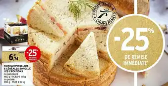 Intermarché Pain surprise aux 6 céréales surgelé les créations offre