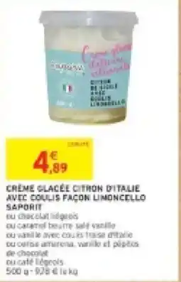 Intermarché Creme glacée citron d'italie avec coulis façon limoncello saporit offre