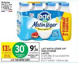 Intermarché Lait matin léger uht demi ecreme lactel offre