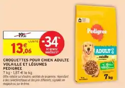Intermarché Croquettes pour chien adulte volaille et légumes pedigree offre