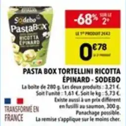 Supeco Pasta box tortellini ricotta epinard sodebo offre