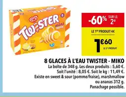 Supeco Miko 8 glaces à l’eau Twister offre